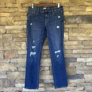 Old Navy Jeans Womens 6 Short Power Slim Straight Distressed Stretch Mid Rise